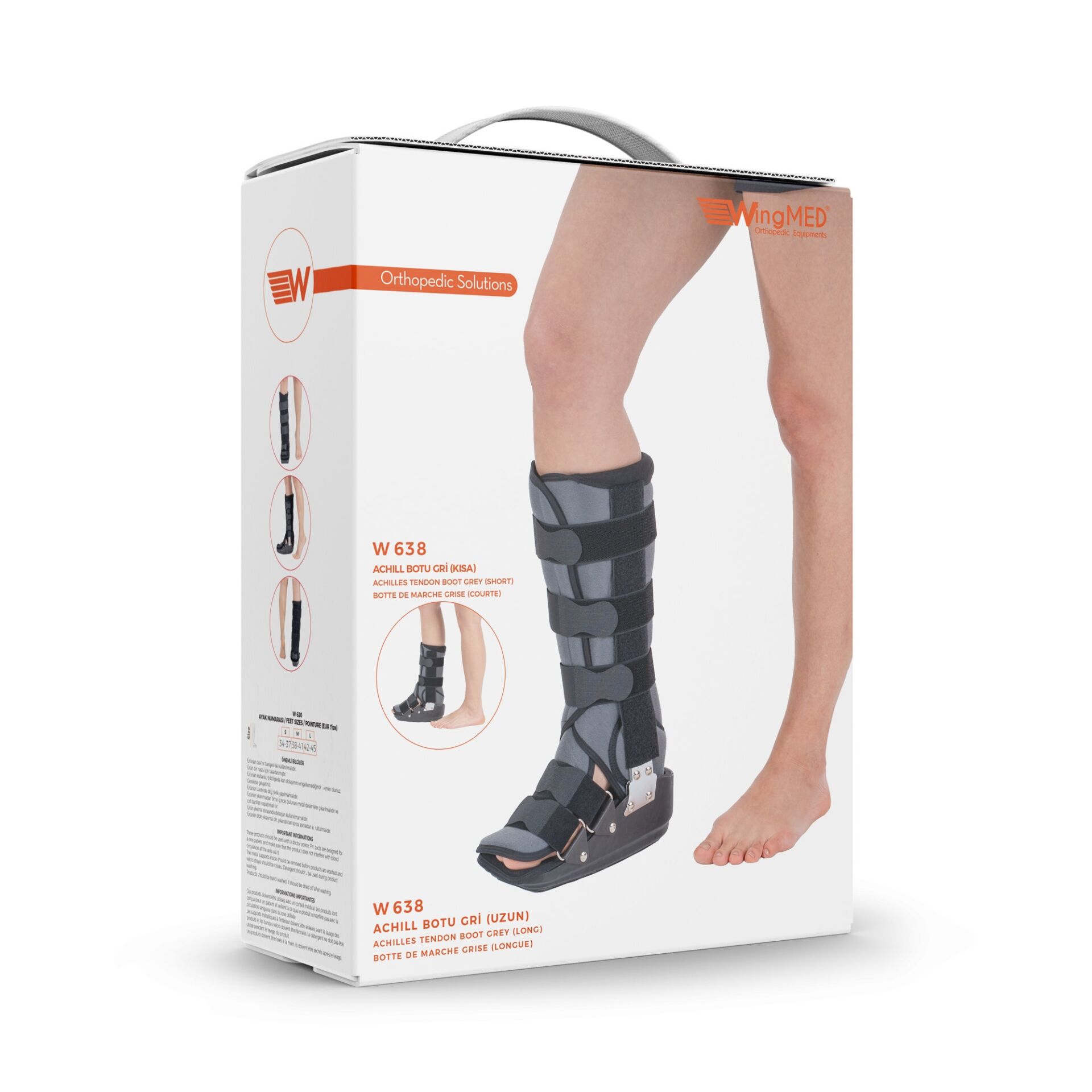 Achilles Tendon Boot Grey (Short) Wingmed Orthopedic Equipments